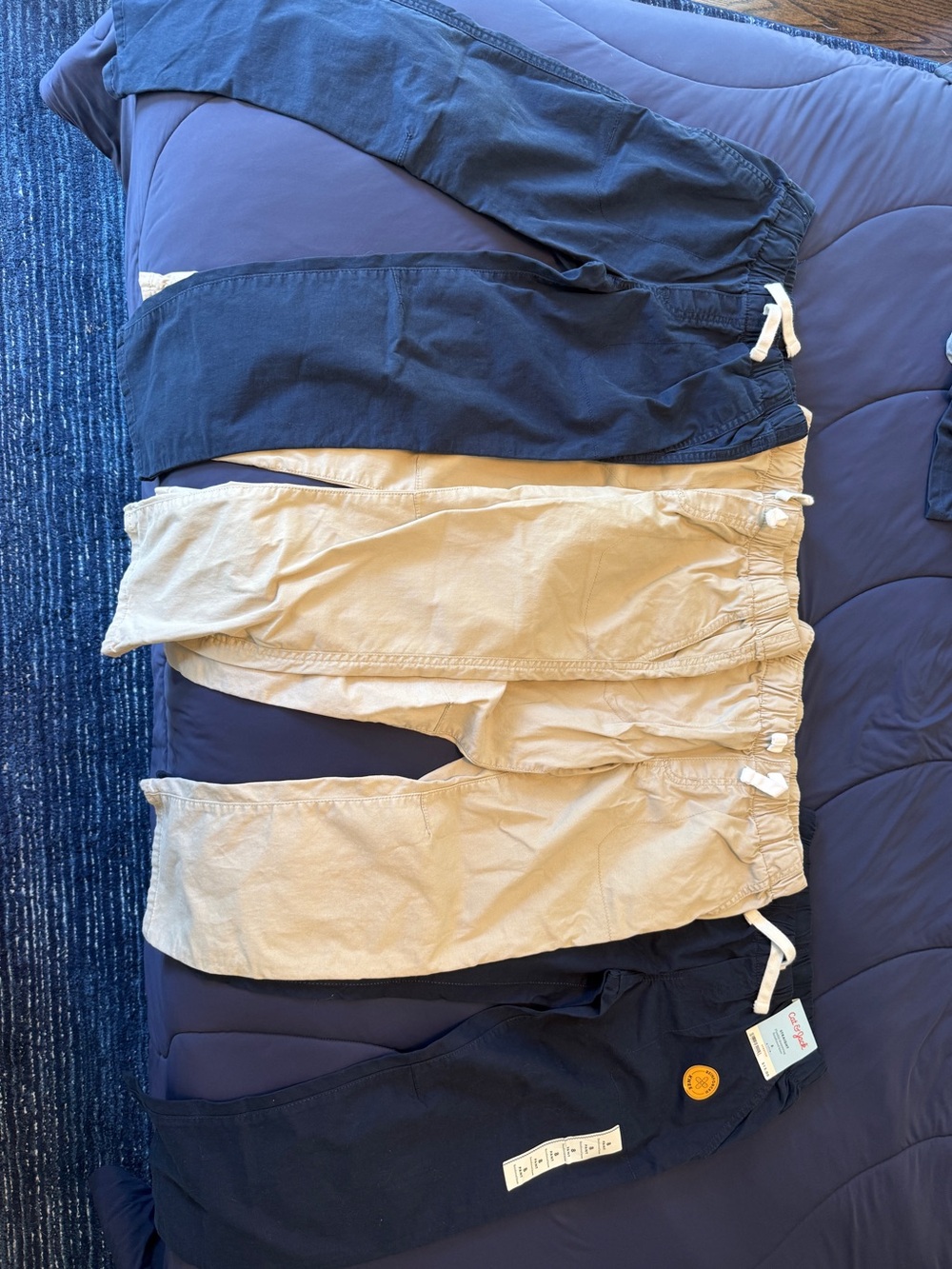 Cat & Jack Boys Navy and Khaki Pull-On Joggers Pants Set Bundle Size 8